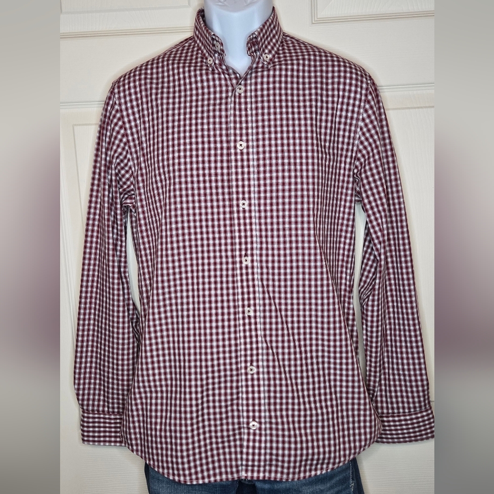 Classic Burgundy Checkered Men's Shirt